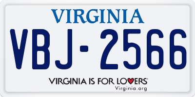 VA license plate VBJ2566