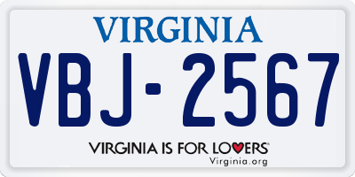 VA license plate VBJ2567