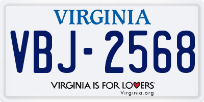 VA license plate VBJ2568