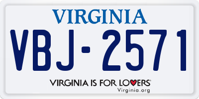VA license plate VBJ2571