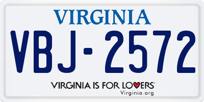 VA license plate VBJ2572