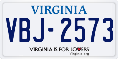 VA license plate VBJ2573
