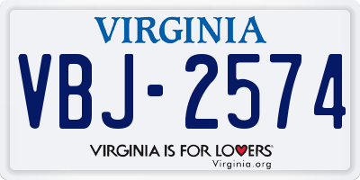 VA license plate VBJ2574