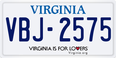 VA license plate VBJ2575