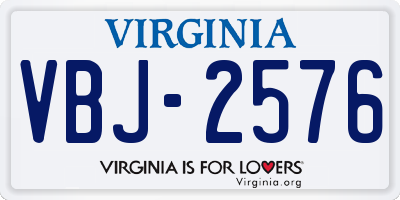 VA license plate VBJ2576