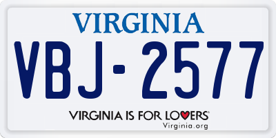 VA license plate VBJ2577
