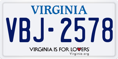 VA license plate VBJ2578