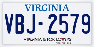 VA license plate VBJ2579