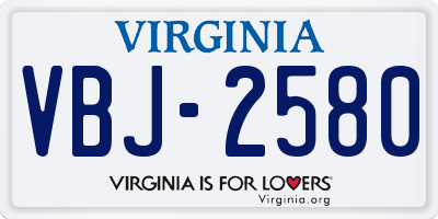 VA license plate VBJ2580
