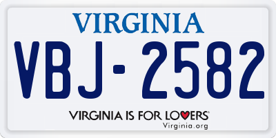 VA license plate VBJ2582