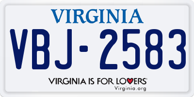 VA license plate VBJ2583