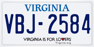VA license plate VBJ2584