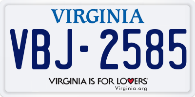 VA license plate VBJ2585
