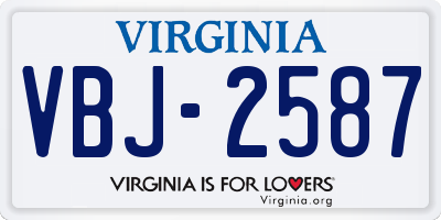 VA license plate VBJ2587