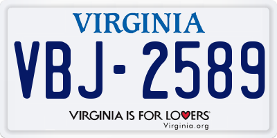 VA license plate VBJ2589