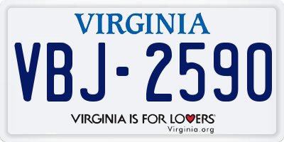 VA license plate VBJ2590