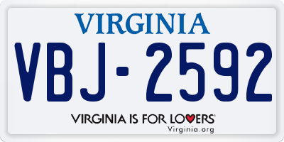 VA license plate VBJ2592