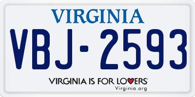 VA license plate VBJ2593