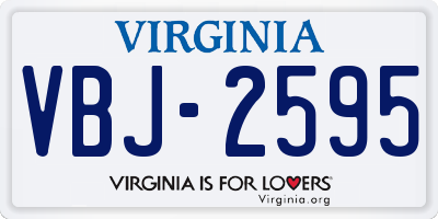 VA license plate VBJ2595