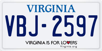 VA license plate VBJ2597