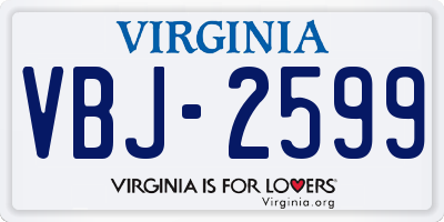 VA license plate VBJ2599