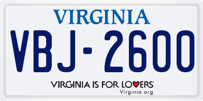 VA license plate VBJ2600