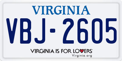 VA license plate VBJ2605