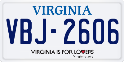 VA license plate VBJ2606