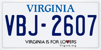 VA license plate VBJ2607
