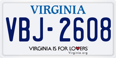 VA license plate VBJ2608
