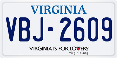 VA license plate VBJ2609