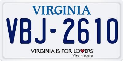 VA license plate VBJ2610