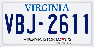 VA license plate VBJ2611