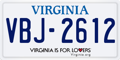 VA license plate VBJ2612