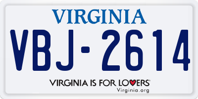 VA license plate VBJ2614