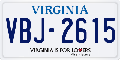 VA license plate VBJ2615