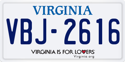 VA license plate VBJ2616