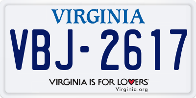 VA license plate VBJ2617