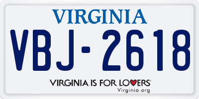 VA license plate VBJ2618