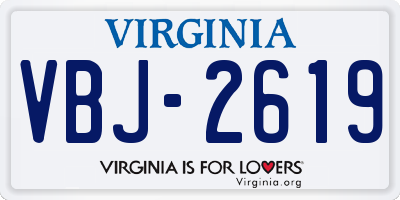 VA license plate VBJ2619