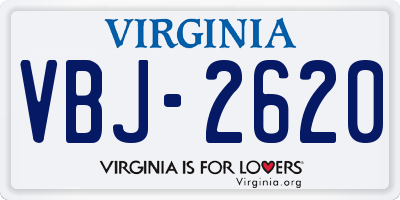 VA license plate VBJ2620