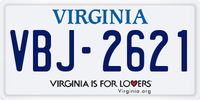 VA license plate VBJ2621