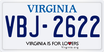 VA license plate VBJ2622