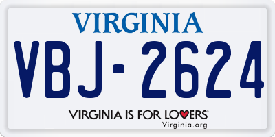 VA license plate VBJ2624