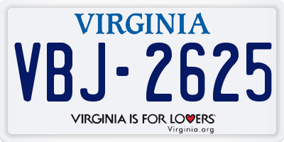 VA license plate VBJ2625
