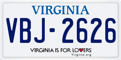 VA license plate VBJ2626