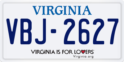 VA license plate VBJ2627