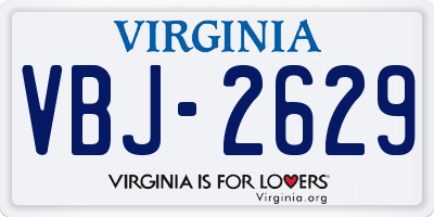 VA license plate VBJ2629