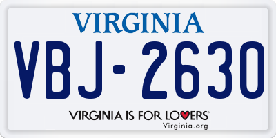 VA license plate VBJ2630