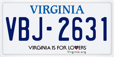 VA license plate VBJ2631